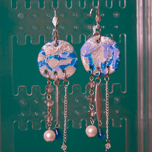 Abstract blue jellyfish earring
