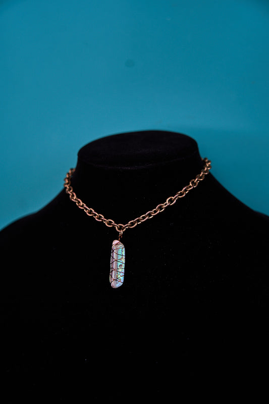 Copper wire paua wrap necklace